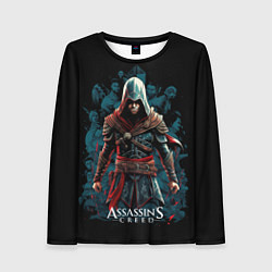 Лонгслив женский Assassins creed черный фон, цвет: 3D-принт