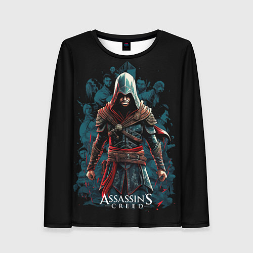 Женский лонгслив Assassins creed черный фон / 3D-принт – фото 1
