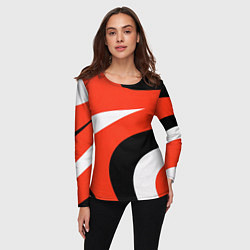 Лонгслив женский Геометрические волнистые абстрактные волны белые к, цвет: 3D-принт — фото 2