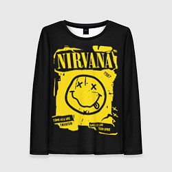 Лонгслив женский Nirvana - смайлик, цвет: 3D-принт