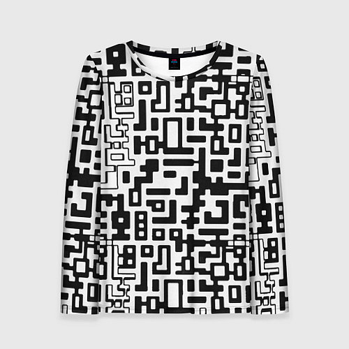 Женский лонгслив Чёрно-белая глитч инфекция / 3D-принт – фото 1