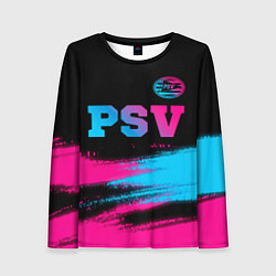 Лонгслив женский PSV - neon gradient посередине, цвет: 3D-принт
