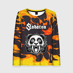 Лонгслив женский Sabaton рок панда и огонь, цвет: 3D-принт