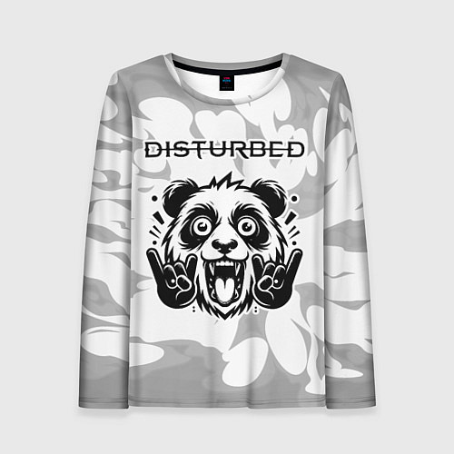 Женский лонгслив Disturbed рок панда на светлом фоне / 3D-принт – фото 1