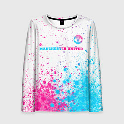 Женский лонгслив Manchester United neon gradient style посередине