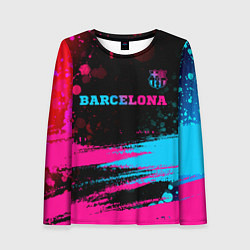 Лонгслив женский Barcelona - neon gradient посередине, цвет: 3D-принт