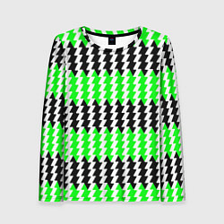 Лонгслив женский Вертикальные чёрно-зелёные полосы, цвет: 3D-принт