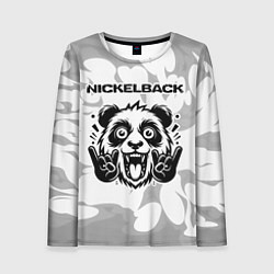 Женский лонгслив Nickelback рок панда на светлом фоне