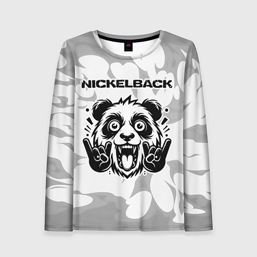 Женский лонгслив Nickelback рок панда на светлом фоне / 3D-принт – фото 1