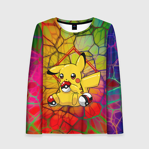 Женский лонгслив Pikachu pokeballs / 3D-принт – фото 1