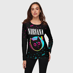 Лонгслив женский Nirvana - rock star cat, цвет: 3D-принт — фото 2