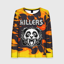 Лонгслив женский The Killers рок панда и огонь, цвет: 3D-принт