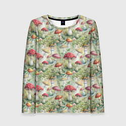 Женский лонгслив Дикие грибы лесные мухоморы