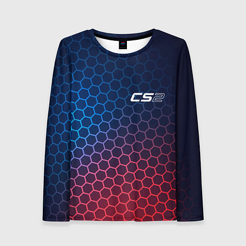 Женский лонгслив Counter Strike 2 неоновые соты / 3D-принт – фото 1