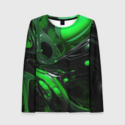 Лонгслив женский Green dark abstract geometry style, цвет: 3D-принт