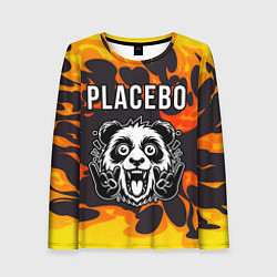 Лонгслив женский Placebo рок панда и огонь, цвет: 3D-принт