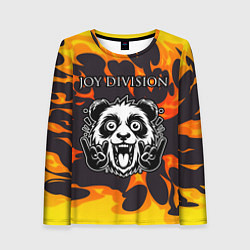 Лонгслив женский Joy Division рок панда и огонь, цвет: 3D-принт