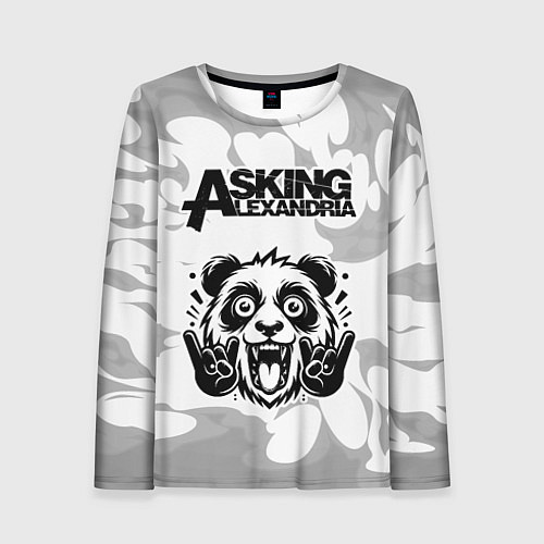 Женский лонгслив Asking Alexandria рок панда на светлом фоне / 3D-принт – фото 1