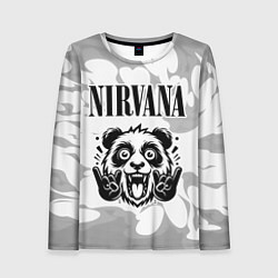 Женский лонгслив Nirvana рок панда на светлом фоне