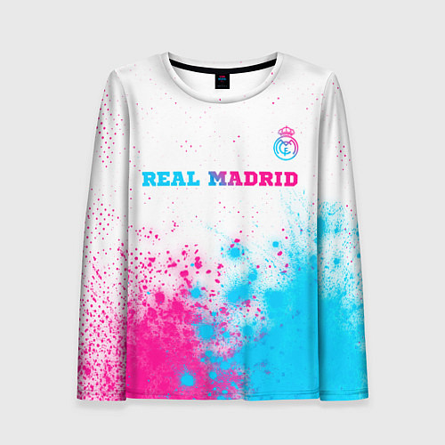 Женский лонгслив Real Madrid neon gradient style посередине / 3D-принт – фото 1