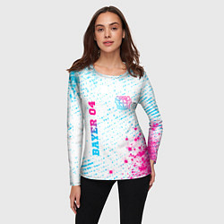 Лонгслив женский Bayer 04 neon gradient style вертикально, цвет: 3D-принт — фото 2