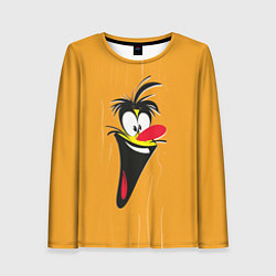 Лонгслив женский Смеющееся мультяшное лицо, цвет: 3D-принт