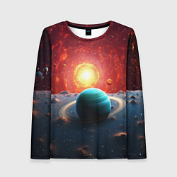 Лонгслив женский Космос и разные планеты, цвет: 3D-принт