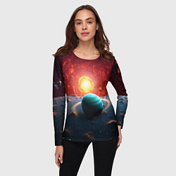 Лонгслив женский Космос и разные планеты, цвет: 3D-принт — фото 2