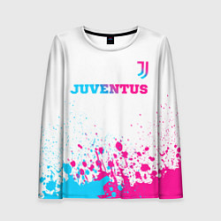 Женский лонгслив Juventus neon gradient style посередине