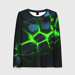 Женский лонгслив Зеленый неон и разлом плит
