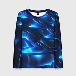 Лонгслив женский Синие абстрактные неоновые плиты, цвет: 3D-принт