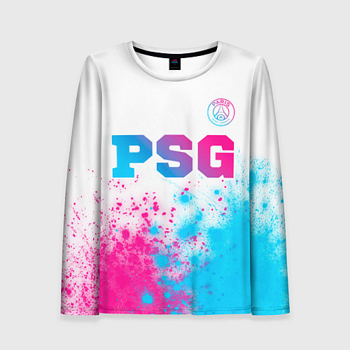 Женский лонгслив PSG neon gradient style посередине / 3D-принт – фото 1