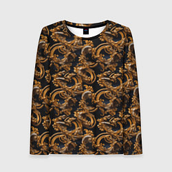 Лонгслив женский Изящные завитки паттерн, цвет: 3D-принт