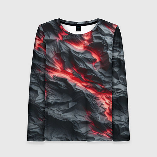 Женский лонгслив Раскаленная лава на горных камнях / 3D-принт – фото 1