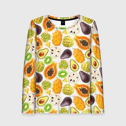 Лонгслив женский Экзотический фруктовый узор, цвет: 3D-принт
