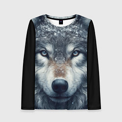 Женский лонгслив Морда волка - взгляд