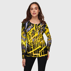 Лонгслив женский Yellow and white abstraction, цвет: 3D-принт — фото 2