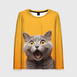 Женский лонгслив Удивленный кот