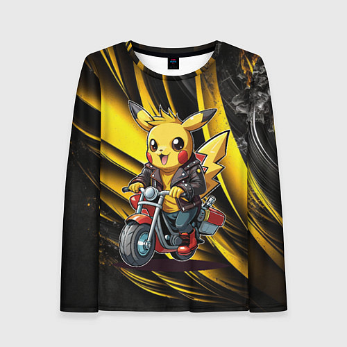 Женский лонгслив Пикачу на красном мотоцикле / 3D-принт – фото 1