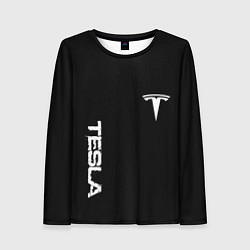 Лонгслив женский Tesla logo white, цвет: 3D-принт