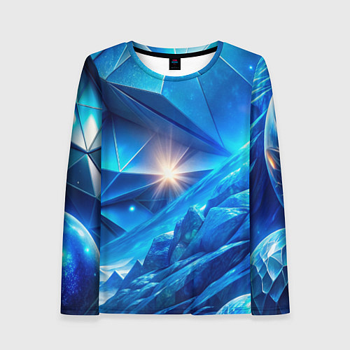 Женский лонгслив Синяя объемная абстракция со вспышкой / 3D-принт – фото 1