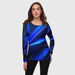 Лонгслив женский Синяя геометрическая абстракция, цвет: 3D-принт — фото 2