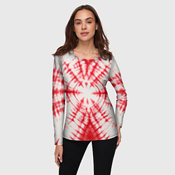 Лонгслив женский Тай-дай бело-красный, цвет: 3D-принт — фото 2