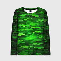 Женский лонгслив Зелёные водоросли-камуфляж