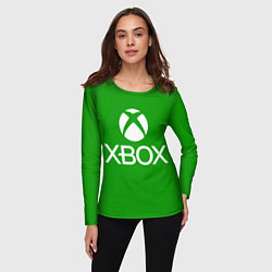Лонгслив женский X-box logo green, цвет: 3D-принт — фото 2