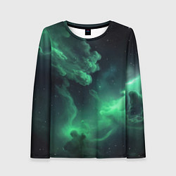 Лонгслив женский Зелёная космическая туманность, цвет: 3D-принт