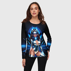 Лонгслив женский Космическая девушка в блестящем костюме с ушками, цвет: 3D-принт — фото 2