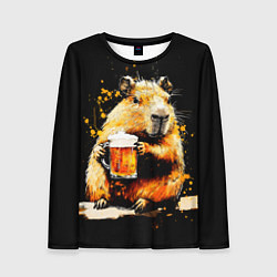 Женский лонгслив Капибара с кружкой пива