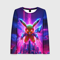Лонгслив женский Neon horror - cyber Pikachu, цвет: 3D-принт