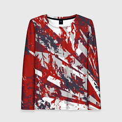 Лонгслив женский Геометрическая абстракция линии на красном, цвет: 3D-принт